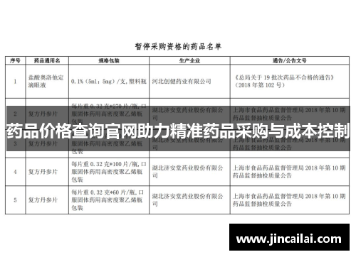 药品价格查询官网助力精准药品采购与成本控制